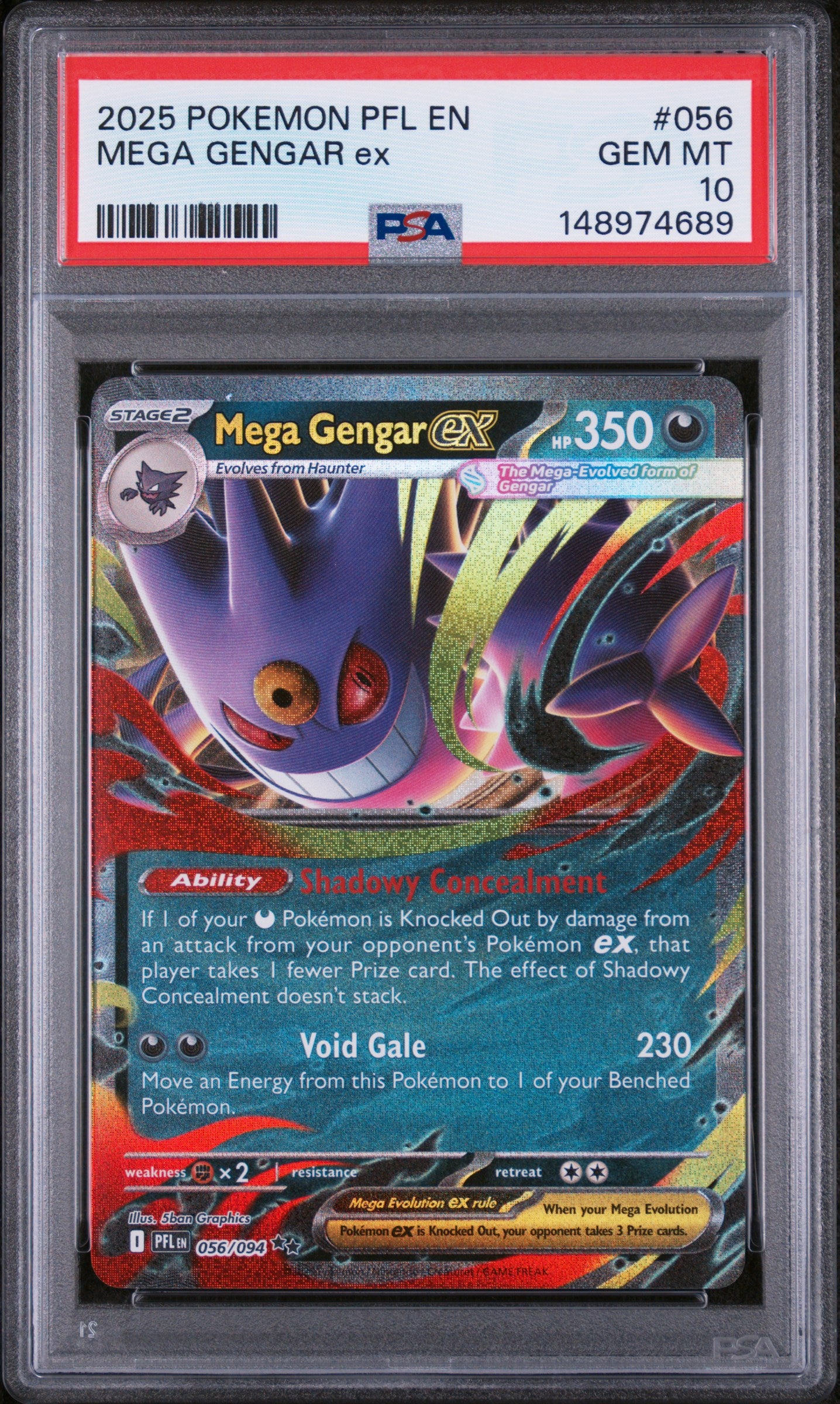 2025 POKEMON PFL EN MEGA GENGAR EX #056 PSA 10