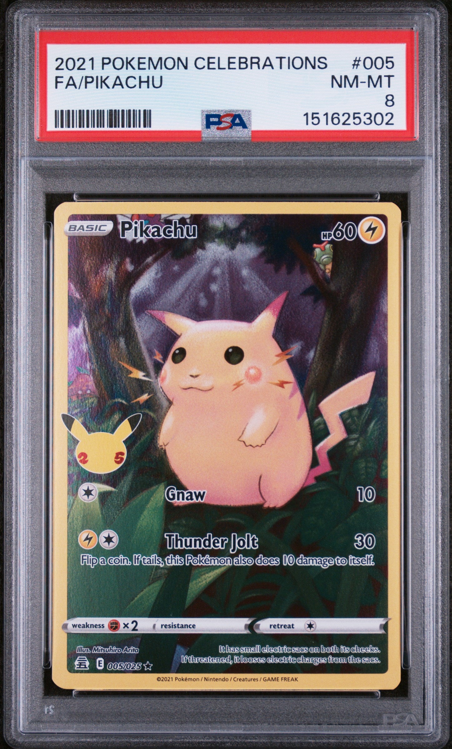 2021 POKEMON CELEBRATIONS #005 FA PIKACHU PSA 8