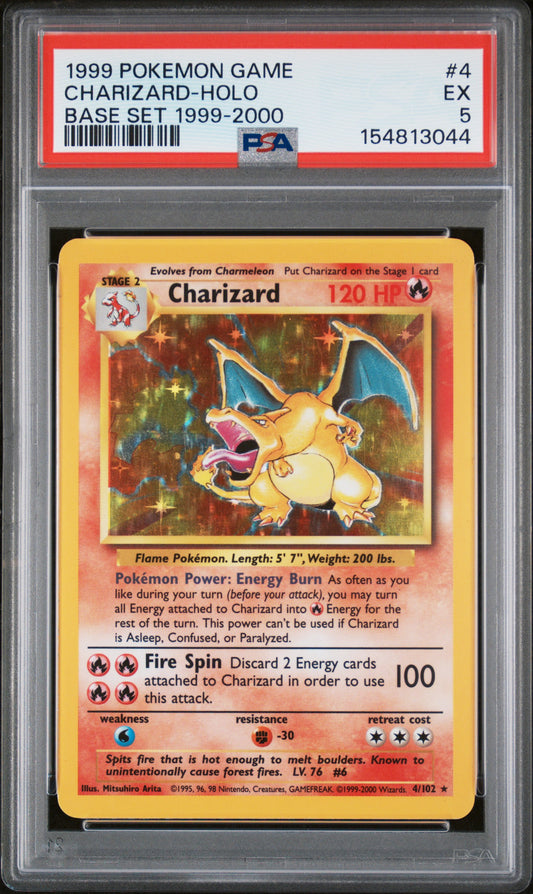 1999 POKEMON GAME #4 CHARIZARD HOLO BASE SET 1999-2000 PSA 5