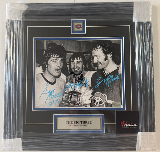 Larry Robinson Guy Lapointe & Serge Savard "The Big Three" Signed Frame Premium COA