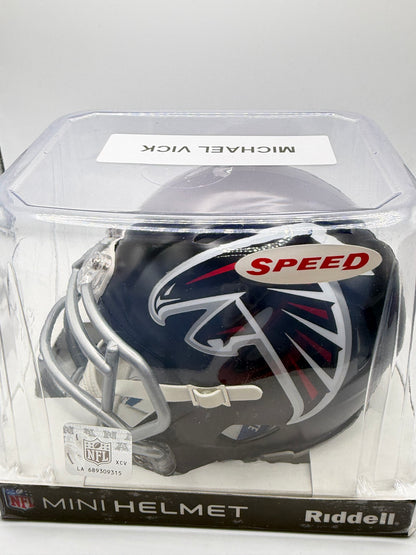 Michael Vick Signed Mini Riddell Helmet (Speed) Beckett COA