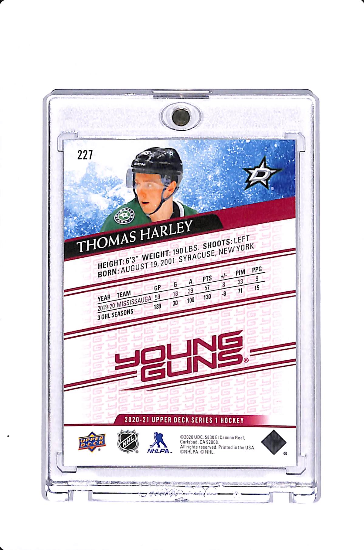 2020-21 UPPER DECK SERIES 1 THOMAS HARLEY YOUNG GUNS EXCLUSIVES /100 #227