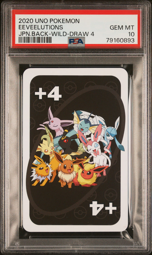 2020 UNO POKEMON EEVEELUTIONS JPN BACK WILD DRAW 4 PSA 10