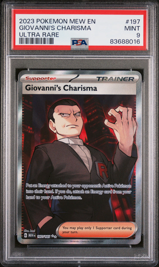 2023 POKEMON MEW EN 151 #197 GIOVANNI'S CHARISMA ULTRA RARE PSA 9