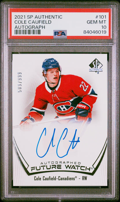 2021-22 SP AUTHENTIC #101 COLE CAUFIELD FUTURE WATCH AUTOGRAPH /999