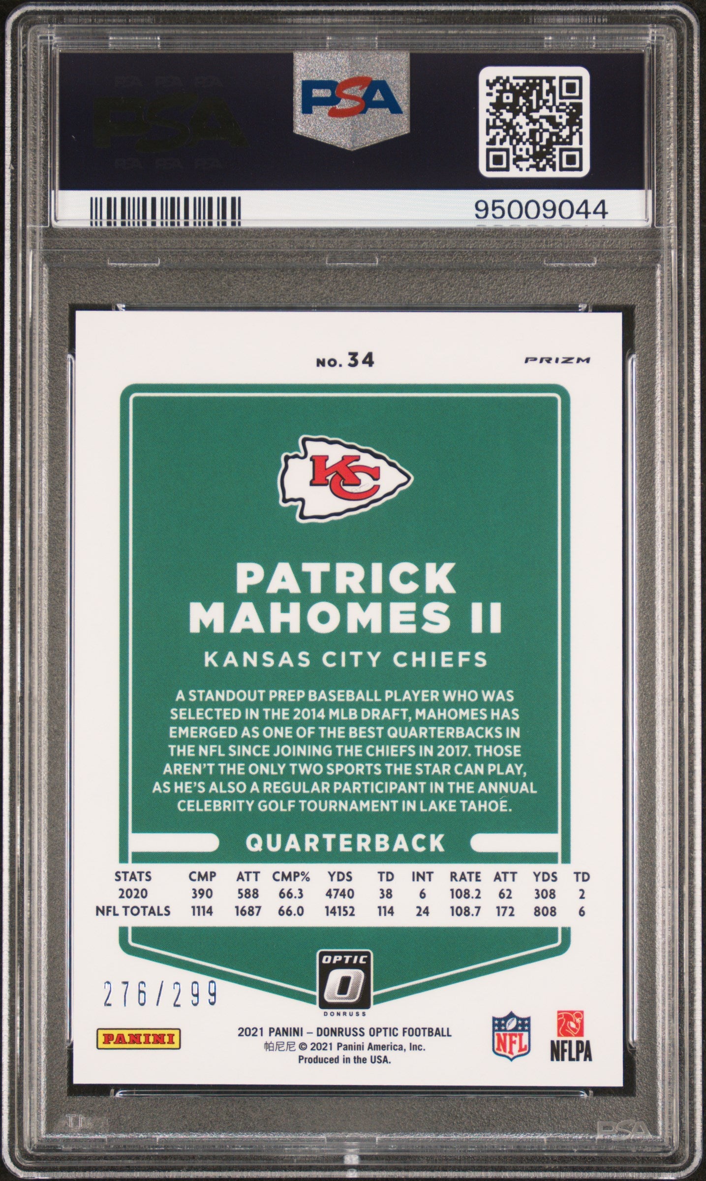 2021 PANINI DONRUSS OPTIC PATRICK MAHOMES WAVE /299 PSA 9 #34