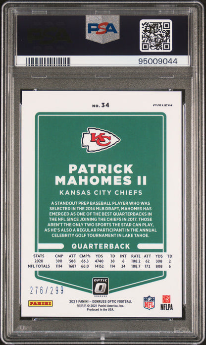 2021 PANINI DONRUSS OPTIC PATRICK MAHOMES WAVE /299 PSA 9 #34