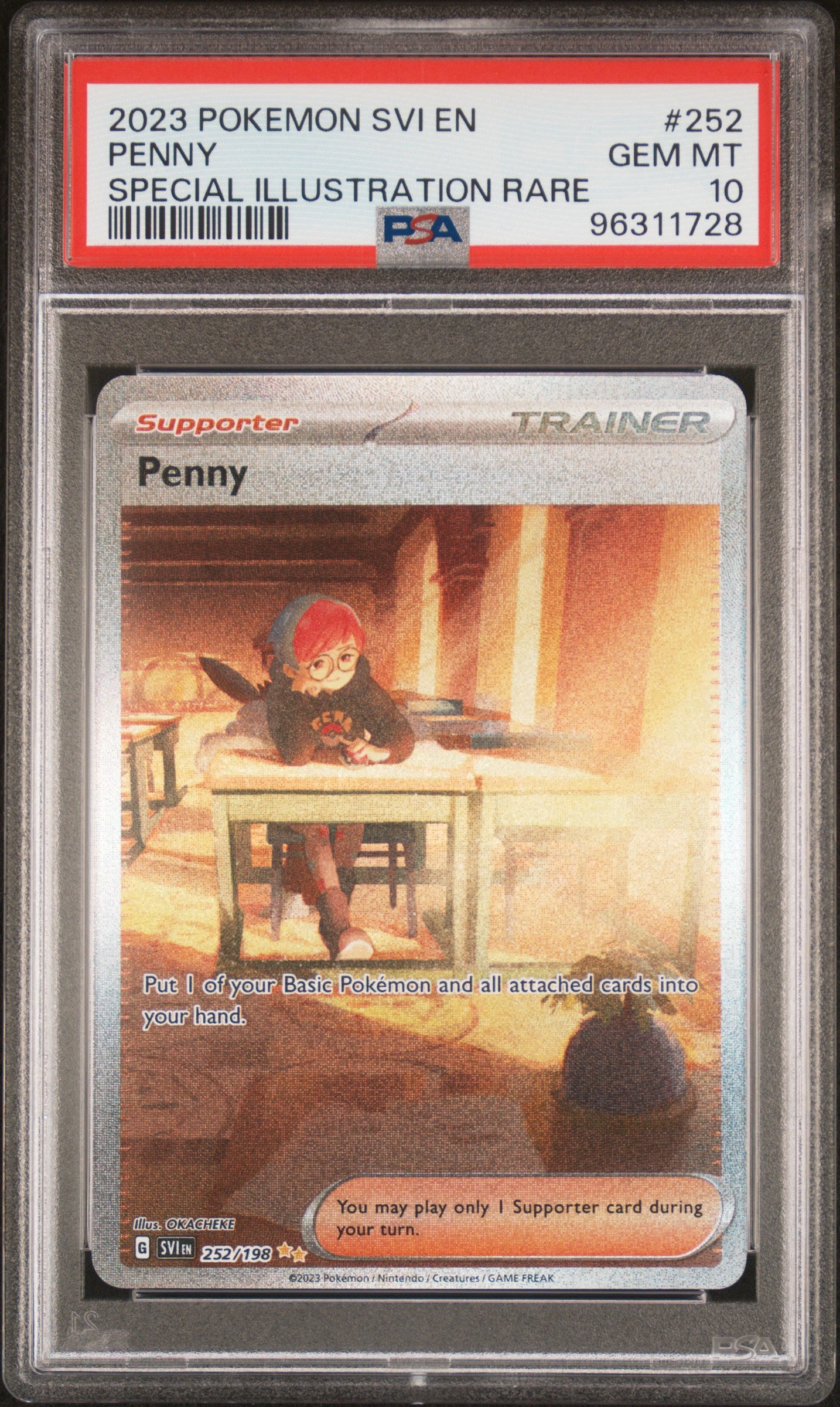 2023 POKEMON SVI EN SCARLET & VIOLET #252 PENNY SPECIAL ILLUSTRATION RARE PSA 10