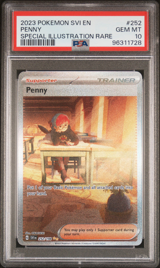 2023 POKEMON SVI EN SCARLET & VIOLET #252 PENNY SPECIAL ILLUSTRATION RARE PSA 10