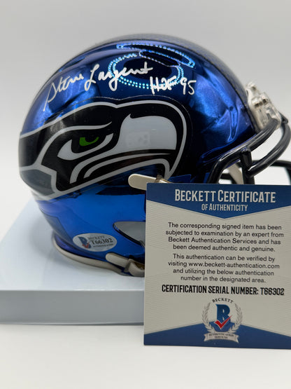 Steve Largent Signed Mini Riddell Helmet (Chrome Alternate) "HOF 95" Inscribed Beckett COA