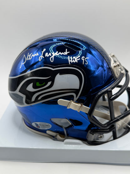 Steve Largent Signed Mini Riddell Helmet (Chrome Alternate) "HOF 95" Inscribed Beckett COA