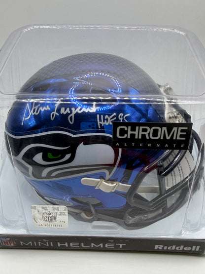 Steve Largent Signed Mini Riddell Helmet (Chrome Alternate) "HOF 95" Inscribed Beckett COA