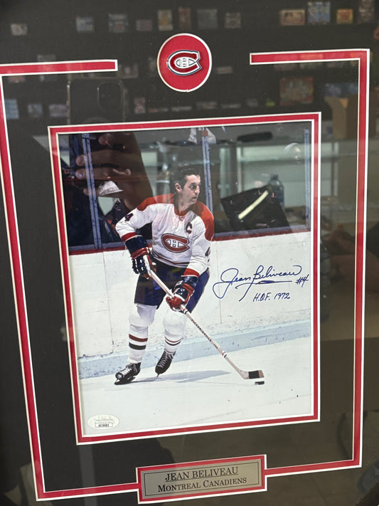 Jean Beliveau Signed Autographed Framed HOF Inscribed JSA COA