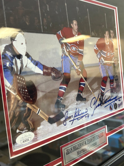 Jean Beliveau & Yvon Cournoyer Signed Autographed Framed JSA COA