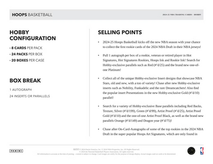 2024-25 Panini Hoops Basketball Hobby Box