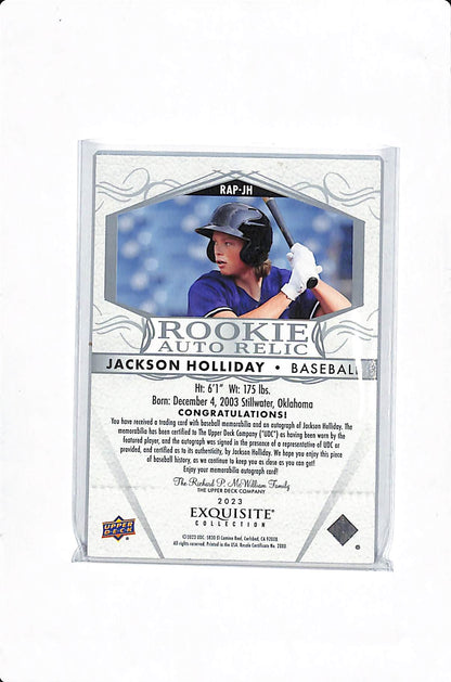 2023 GOODWIN CHAMPIONS EXQUISITE COLLECTION JACKSON HOLLIDAY ROOKIE AUTO RELIC /99